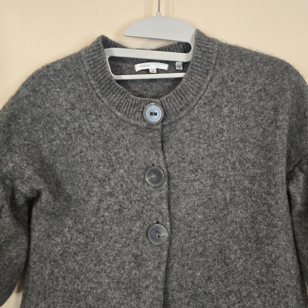 Women's Vince Gray Cashmere 3 Button Sweater Cropped Cardigan | Size Medium - Picture 4 of 11